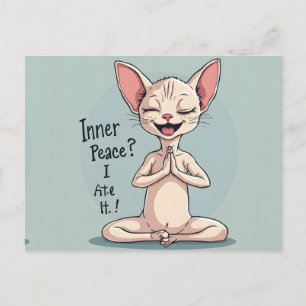 Carte Postale Chat Sphynx Drôle Art de Paix Intérieure