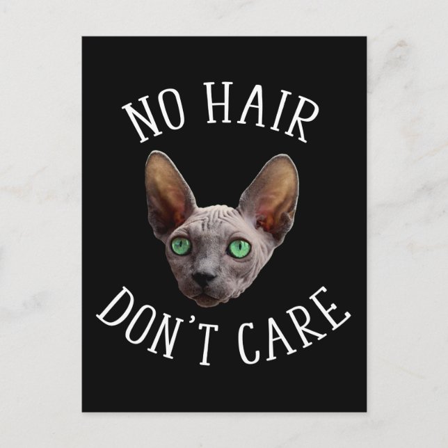 Carte Postale Chat Sphynx Drôle Sans Cheveux, Je M'en Fiche (Devant)