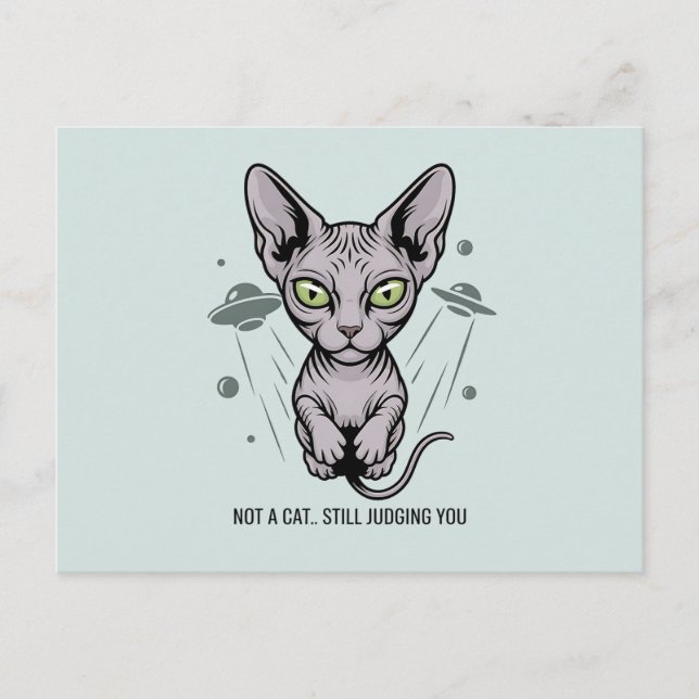 Carte Postale Chat Sphynx Judicieux dans l'Art Spatial (Devant)