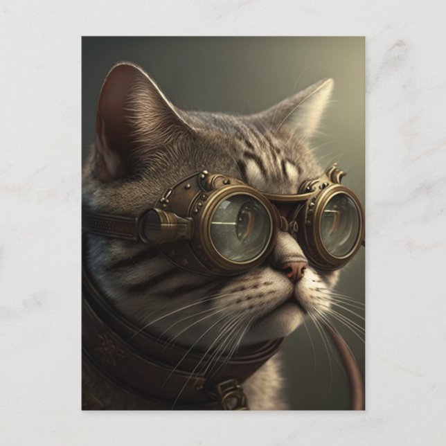 Carte Postale Chat Steampunk (Devant)