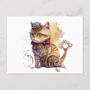 Carte Postale Chat Steampunk