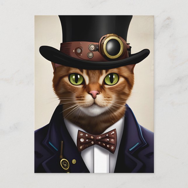 Carte postale Chat Steampunk (Devant)