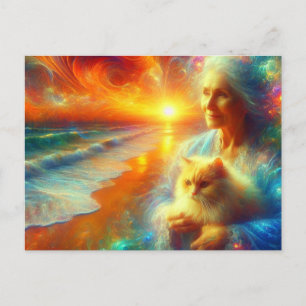 Carte Postale Chat Sunrise