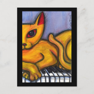 Carte Postale Chat sur clavier de piano