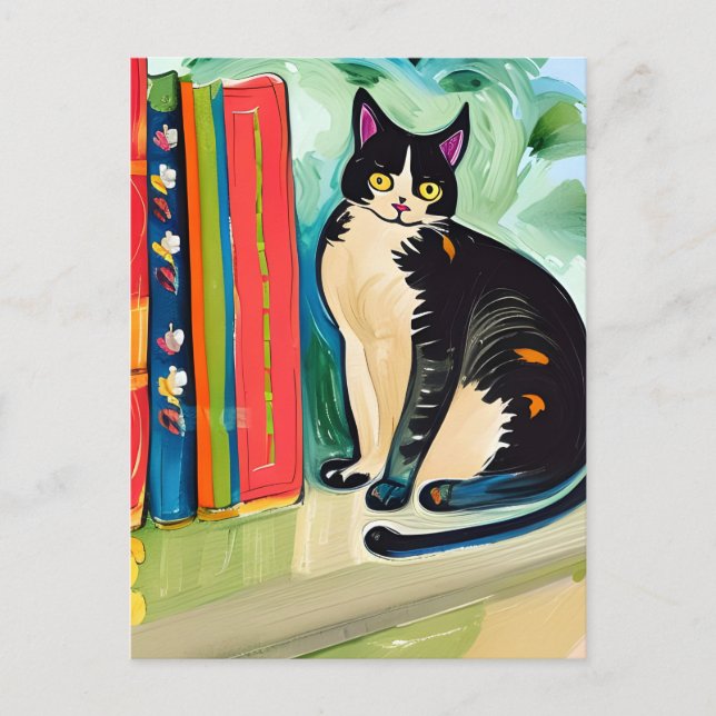Carte Postale Chat sur étagère (Devant)
