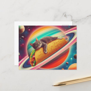 Carte Postale Chat sur une planète Taco