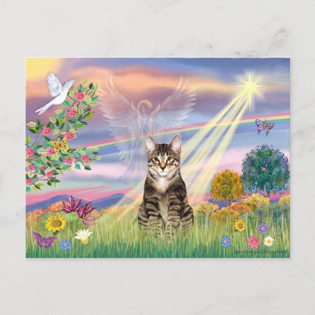 Carte Postale Chat (Tabby) - Angel nuageux (Devant)