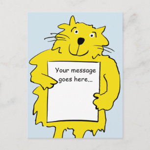 Carte Postale Chat tenant un tableau pour que vous ajoutiez votr