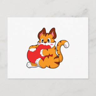 Carte Postale Chat tigré à Amour avec cœur.PNG