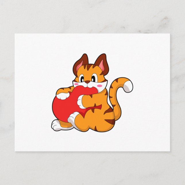 Carte Postale Chat tigre à l'amour avec coeur.PNG (Devant)