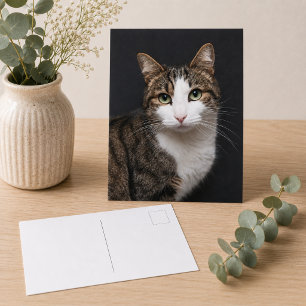Carte Postale Chat tigré brun personnalisé Photo d'un seul anima