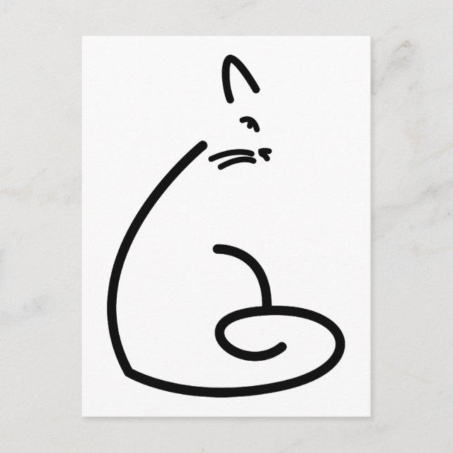 Carte Postale Chat Tourbillonnant artistique Silhouette (Devant)