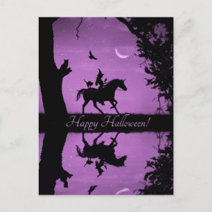 Carte Postale Chat Unicorn Halloween jolie sorcière