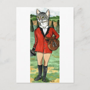 Carte Postale Chat va Fox Chasse CHASSE CHATTE CHAT
