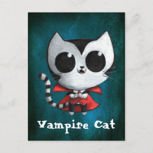 Carte Postale Chat Vampire mignon