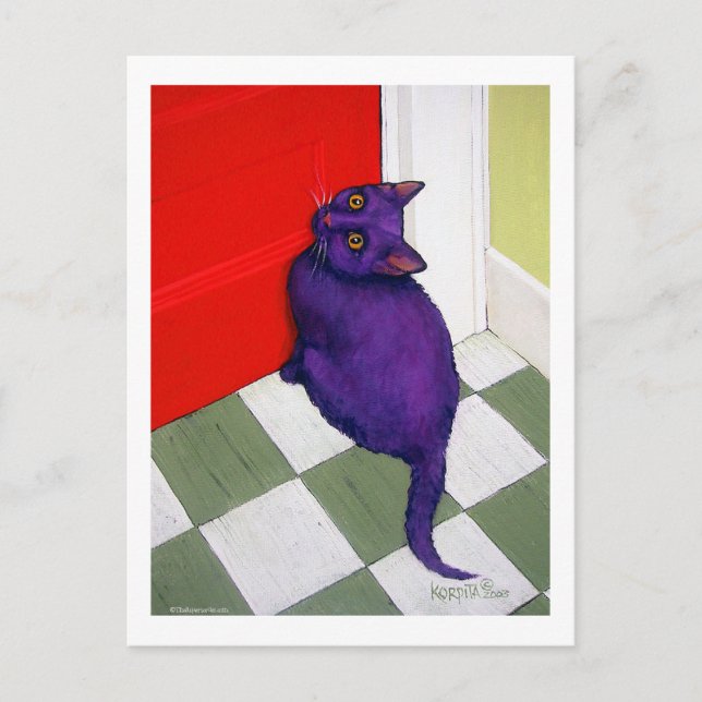 Carte Postale Chat veut sortir ici (Devant)