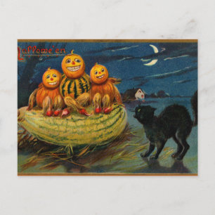 Carte Postale Chat vintage Halloween