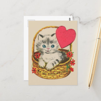 Carte Postale Chat vintage Valentine