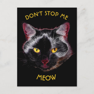 Carte Postale Chat violet Noir Dessin Avec Yellow Eyes