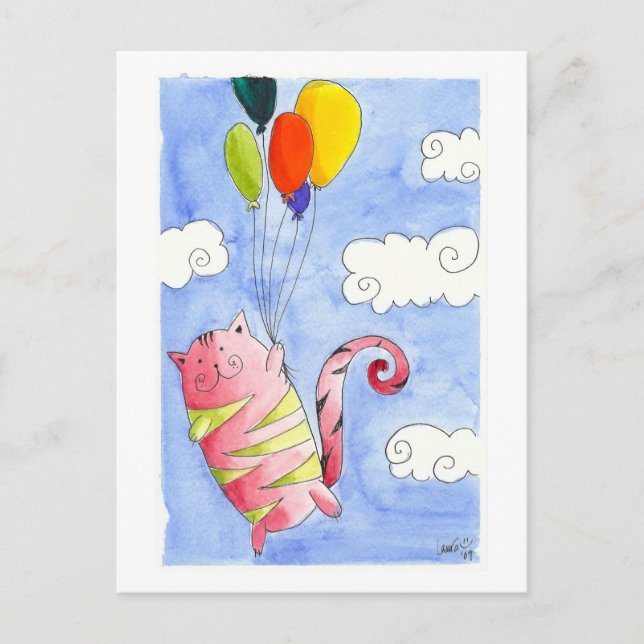 Carte Postale Chat volant (Devant)