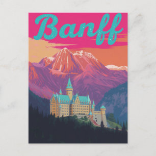 Carte Postale Château de Banff Montagnes Art Rétro
