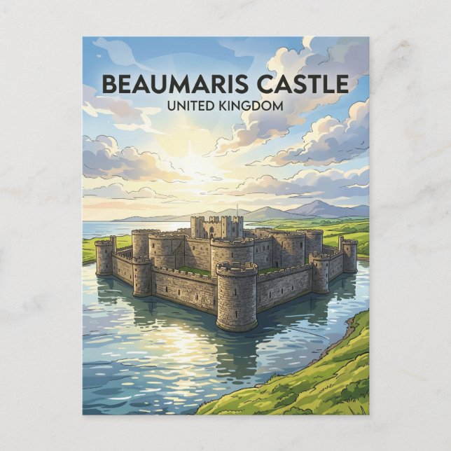 Carte Postale Château de Beaumaris, Anglesey Royaume-Uni (Devant)