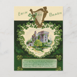 Carte Postale Château de Blarney vintage Harpe d'Erin Saint-Patr
