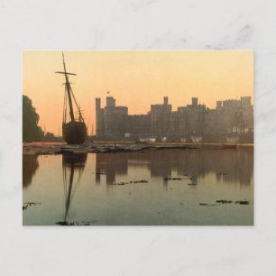 Carte Postale Château de Caernarfon au coucher du soleil, Galles