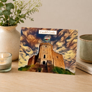 Carte Postale Château de Cardiff, œuvre d'art numérique colorée