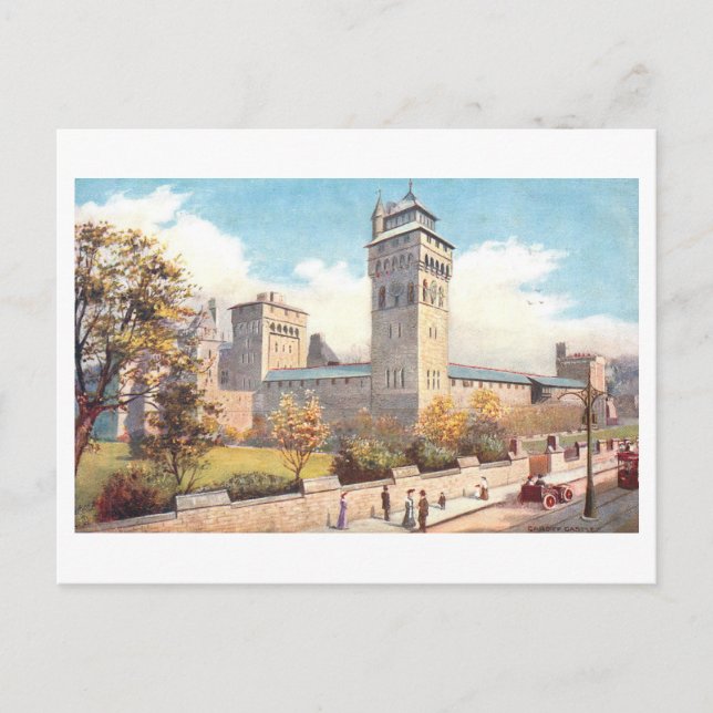 Carte Postale Château de Cardiff vintage (Devant)