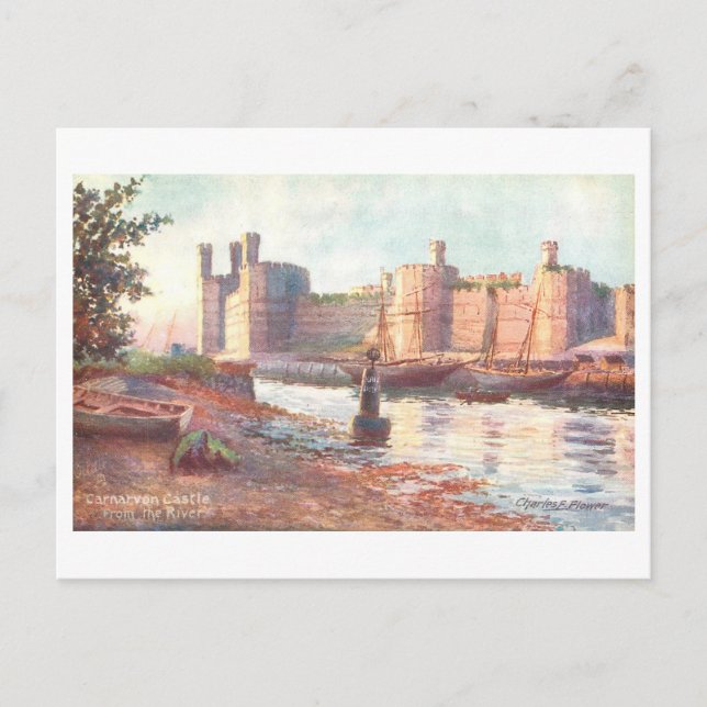 Carte Postale Château de Carnarvon vintage (Devant)