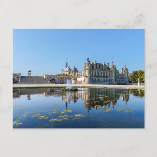 Carte Postale Château de Chantilly avec reflet dans un étang