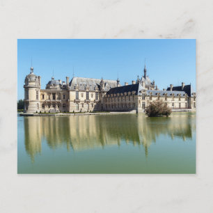 Carte Postale Château de Chantilly avec réflexion dans le lac