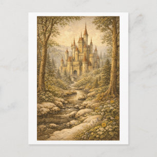 Carte Postale Château de conte de fées de style vintage
