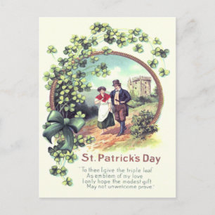 Carte Postale Château de couple irlandais Shamrock