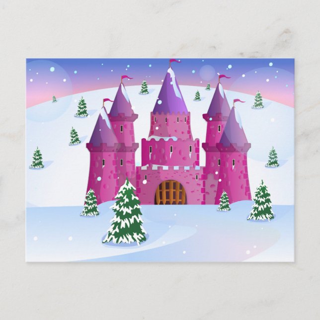 Carte Postale Château de Fée Taille Neige d'Hiver (Devant)