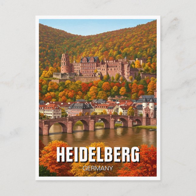 Carte Postale Château de Heidelberg Allemagne Automne Voyage (Devant)