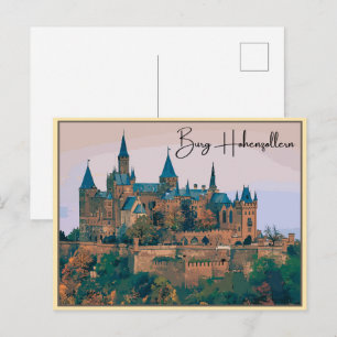 Carte Postale Château de Hohenzollern vintage Cadeau de Burg Hoh