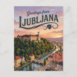 Carte Postale Château de Ljubljana Slovénie