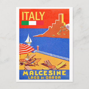 Carte Postale château de Malcesine, lac de Garde, Italie