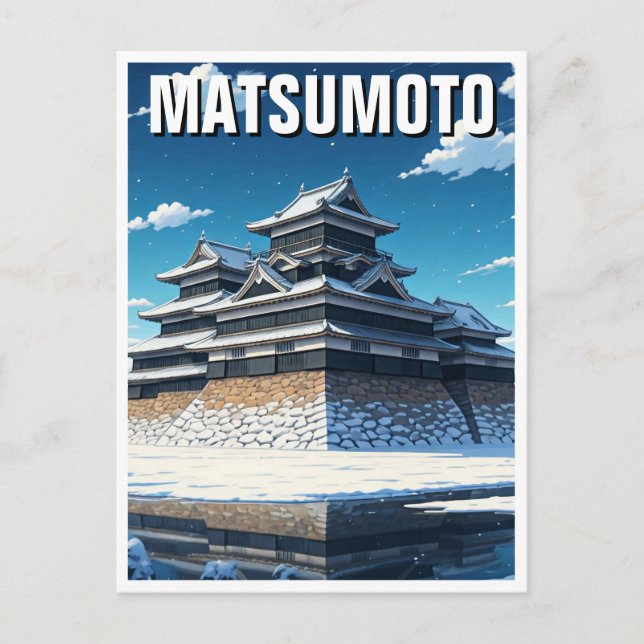 Carte Postale Château de Matsumoto Japon hiver (Devant)