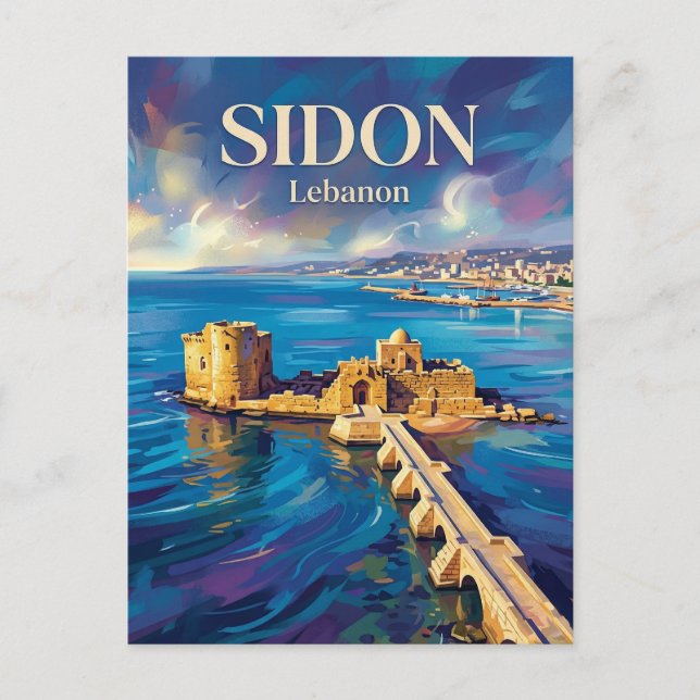 Carte Postale Château de Mer de Sidon Liban (Devant)