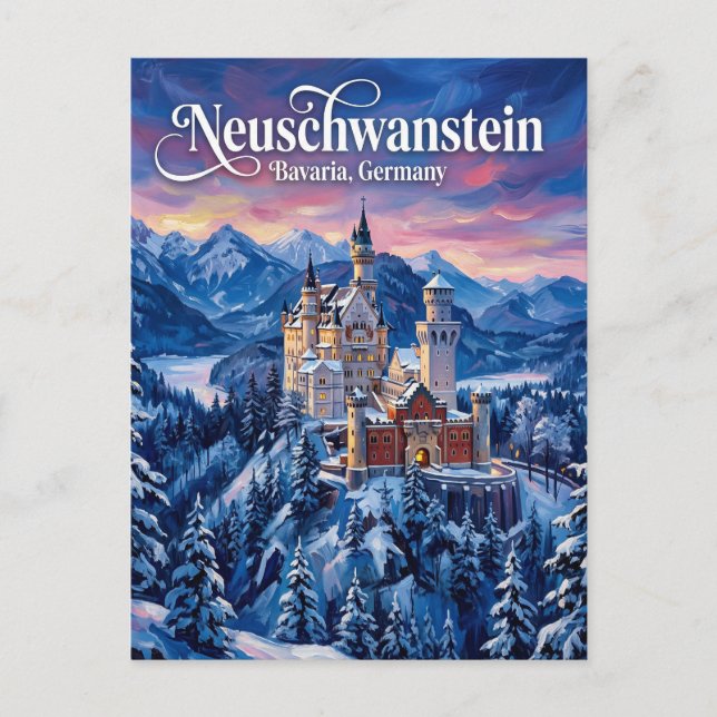 Carte Postale Château de Neuschwanstein Allemagne (Devant)