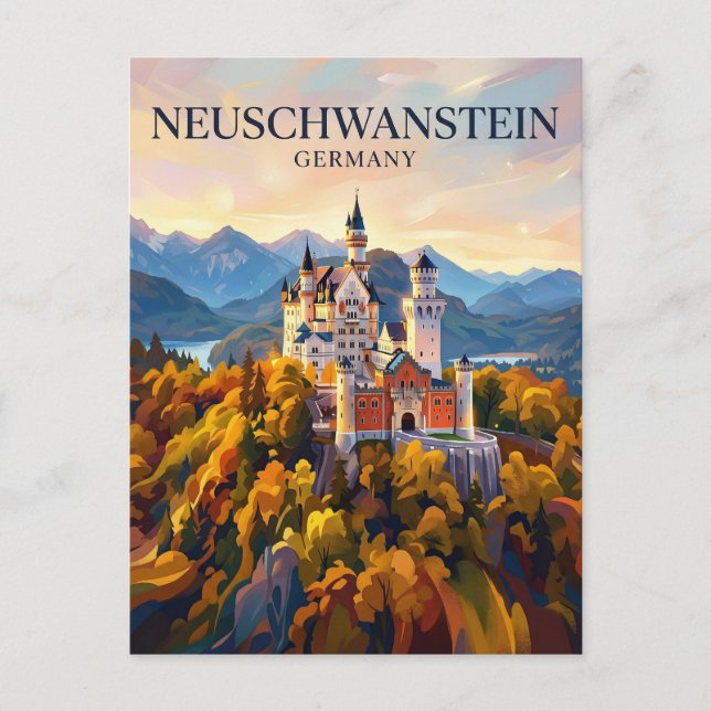 Carte Postale Château de Neuschwanstein Allemagne (Devant)