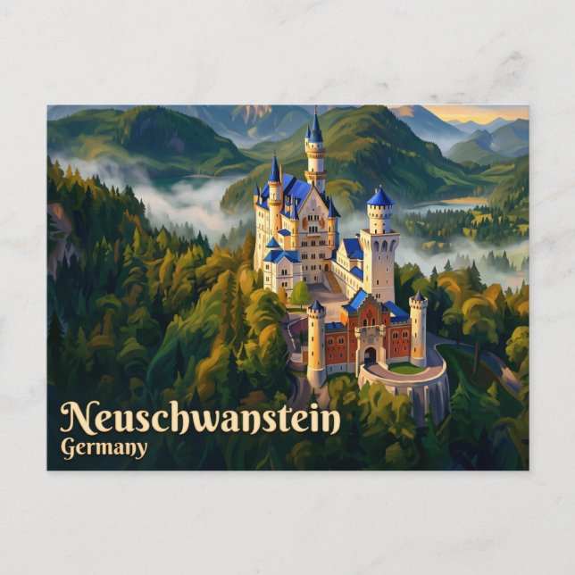 Carte Postale Château de Neuschwanstein Allemagne (Devant)