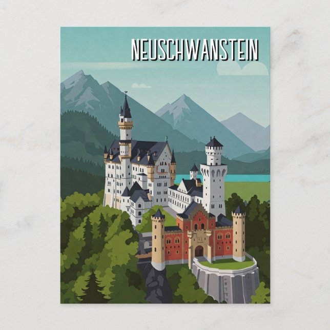 Carte Postale Château de Neuschwanstein Allemagne Voyage Abstrai (Devant)