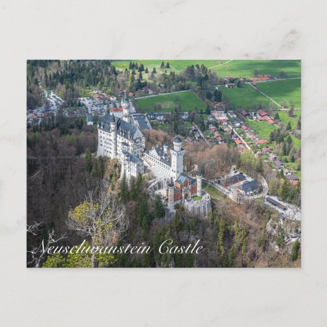 Carte Postale Château de Neuschwanstein et vallée des Alpes en A (Devant)