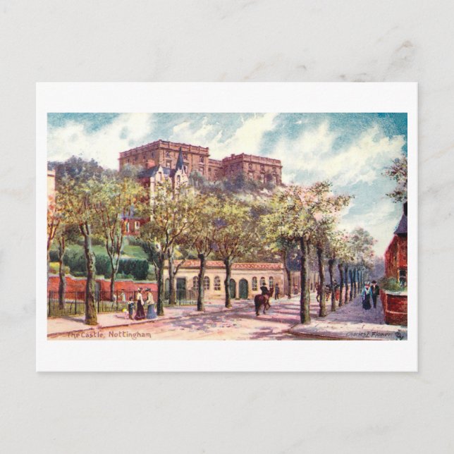 Carte Postale Château de Nottingham vintage (Devant)