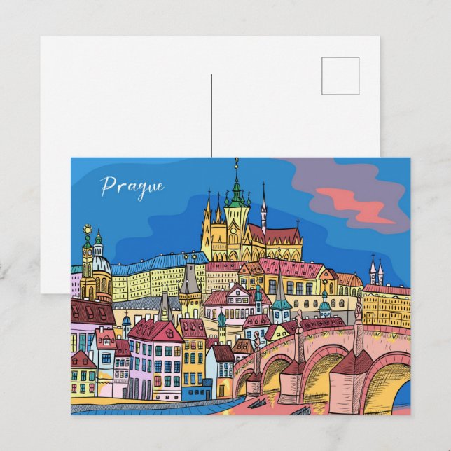 Carte Postale Château de Prague Charles Bridge Tchèque Voyage (Devant / Derrière)