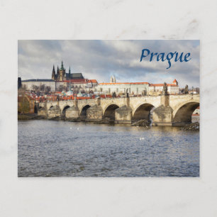 Carte Postale Château de Prague et pont Charles photo souvenir